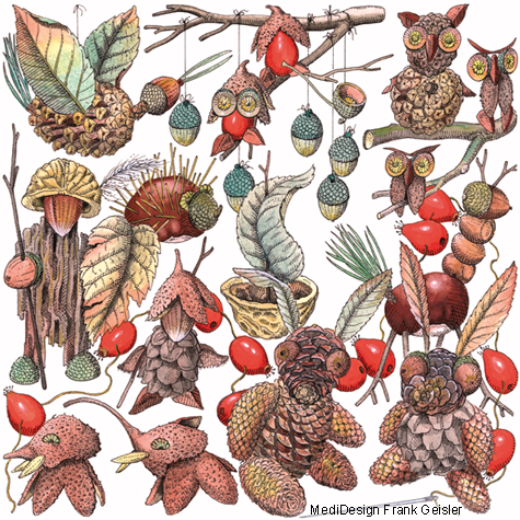 Zeichnung Illustration Kinderbuch Basteln im Herbst